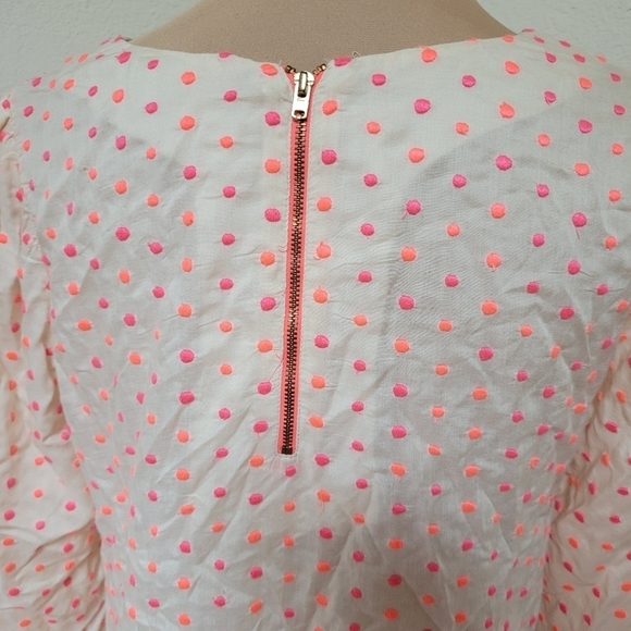 Anthropologie Isato polka dot embroidered cream and pink 3/4 length blouse - Picture 9 of 9